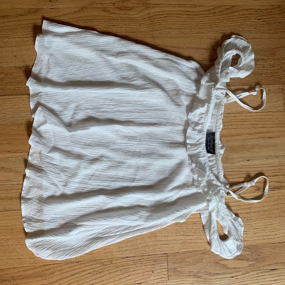 TOPSHOP Ruffle Cold Shoulder Tank (White) - Picture 4 of 5